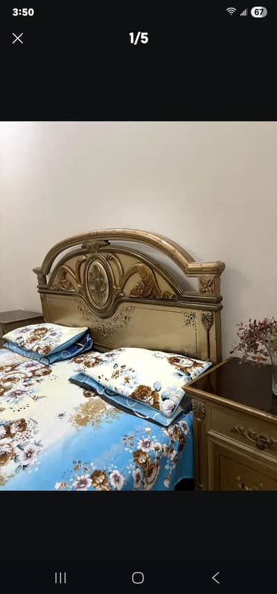 King sized Bed + 2 side tables (pure wood)