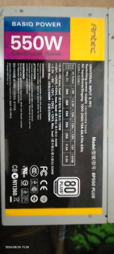 Antec 550 watt 80+ semi modular psu.