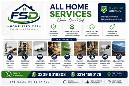 verified Plumber, Electrician, AC, Labor, CCTV, Solar, Services in fsd
