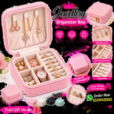 High Quality Leather Jewellery Organizer Box with Zipper | Ear Rings
