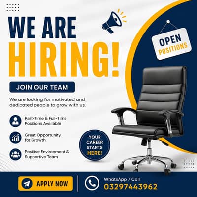 OFFICE WORK AVAILABLE FOR MALES AND FEMALES