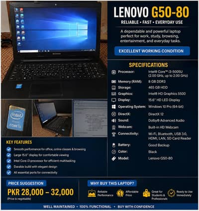 Lenovo G50-80 Laptop For Sale