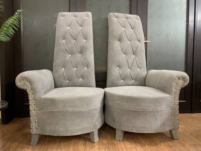 Luxury High Back Accent Chairs – Pair | Royal Button Tufted Design