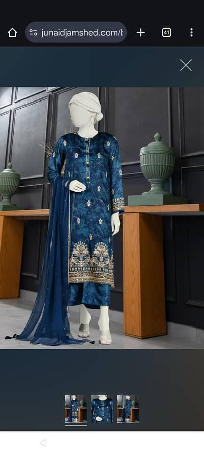 Three piece embroidered silk dress