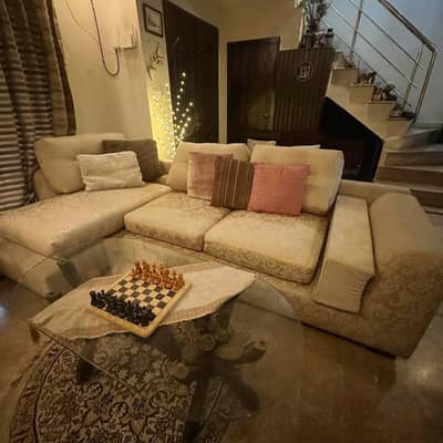 L - shape sofa set with table set