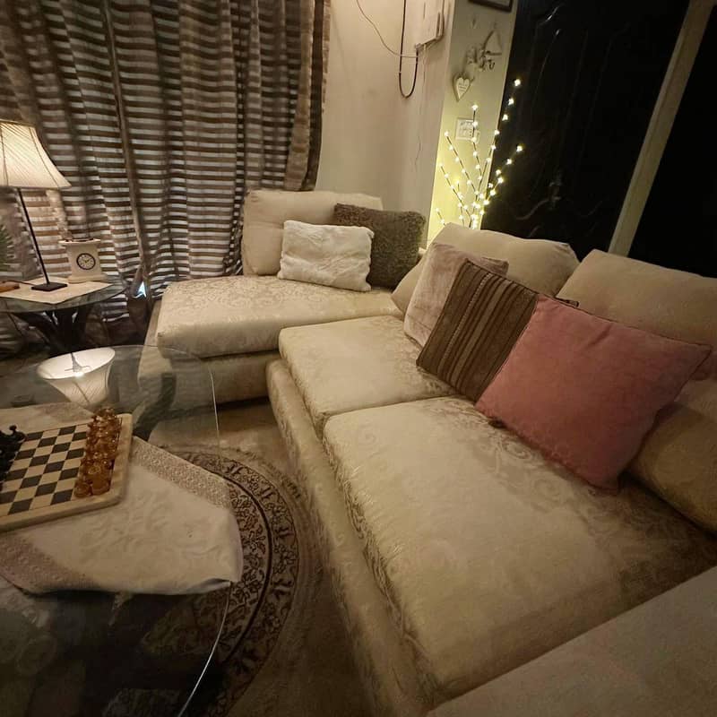 L - shape sofa set with table set 2
