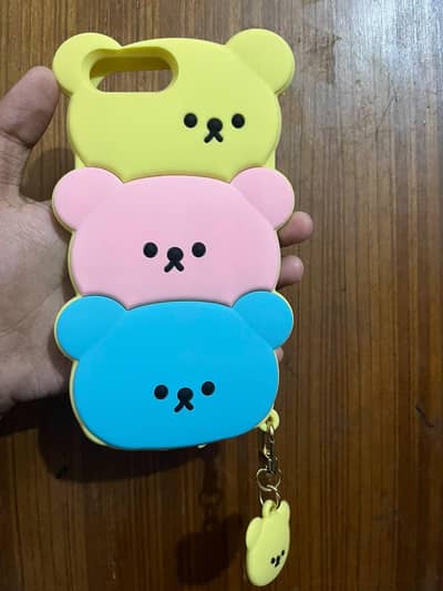 Brand new Cute 3D bear silicon case for iphone 7 Plus with Bear Charm