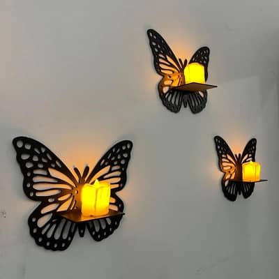 Butterfly Wall Hanging Candle Holder 3D Chipboard