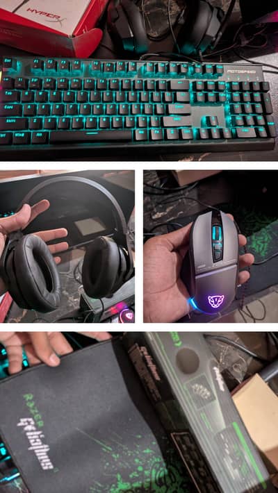 Gaming Combo – HyperX Headset + RGB Keyboard + Mouse + Mousepad