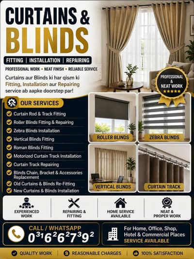 Curtains & Blinds Fitting | Installation | Repairing | Home Service