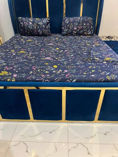 Beautiful Blue Velvet Bedroom Bed Set for Sale