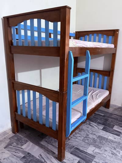 Wooden Bunk Bed / Double Decker Bed for Kids – 2 Mattresses Included