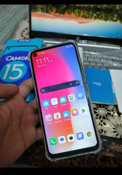 TECNO CAMON 15 with BOX | OFFICAL PTA | 48MP CAM | FINGER LOCK | 5000m