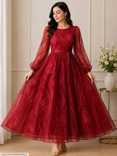 red color elegent frock