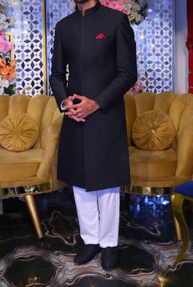 Embroidered Groom Sherwani With Shoes