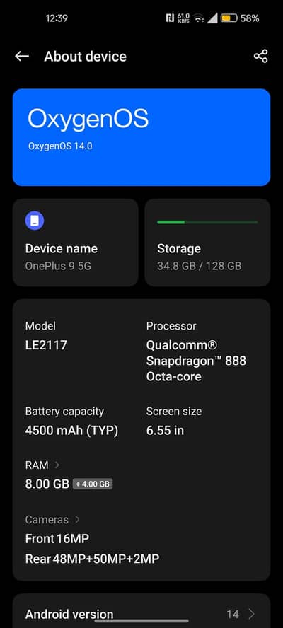 One Plus 9 8/128 sale and exchange