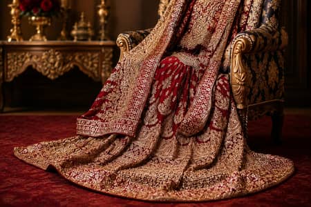Maroon & Gold Bridal Lehenga – Heavy Embroidered