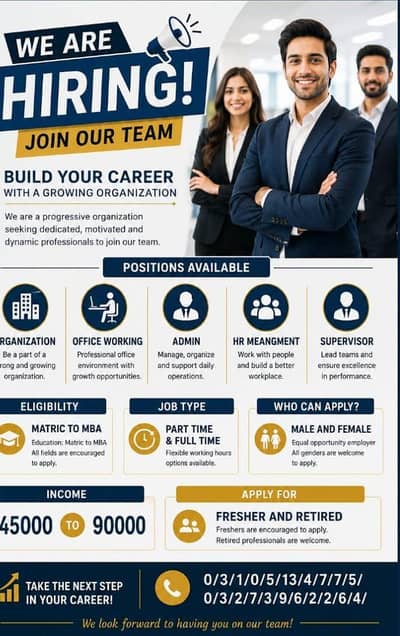 STAFF REQUIRED OFFICE Working