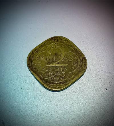 1943 British India 2 Annas Old Coin – Rare Vintage Collectiable