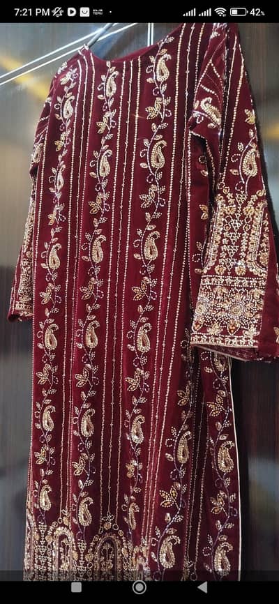 Fancy party wear Velvet 3 piece dress