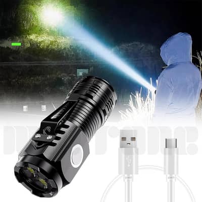 Powerful 3 LED Super Bright Mini Flashlight Rechargeable