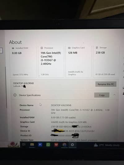 Laptop 11 Gen core i5
