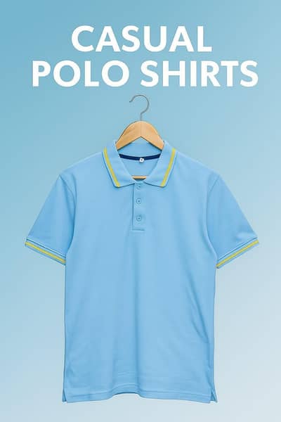 Stylish Men's Sky Blue Polo Shirt - Cotton Jersey Collar Tee S-2XL