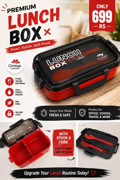 Premium Lunch Box with Spoon & Fork – Spill Proof | Only Rs. 699