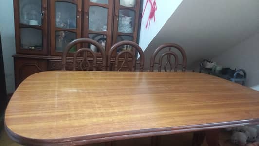 6-Seater Wooden Dining Table Set with 6 Chairs – Solid & Elegant