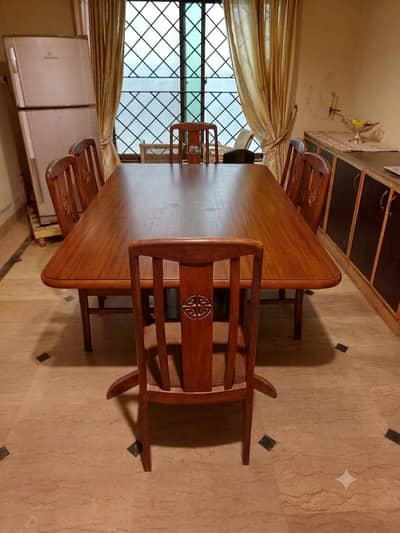 Solid Wood 6-Seater Dining Table Set with Chairs