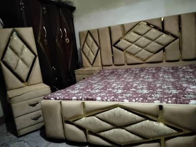 full size bed. 2 side table