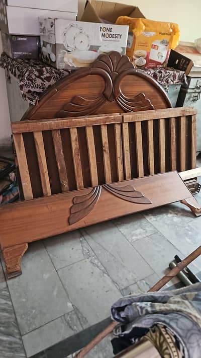 Used Double Bed + Spring Mattress Dura 8 Inch