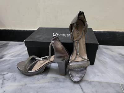 Open front - Glitter Silver Color - Bridal Heels - Size 40