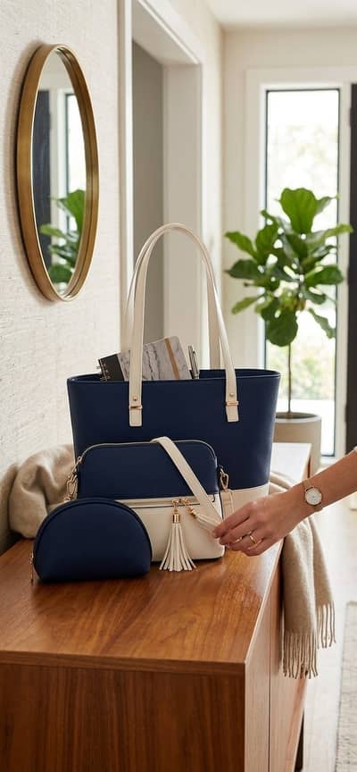 Luxury 3-in-1 Royal Blue Women’s HandBag Set.  Cash on delivery