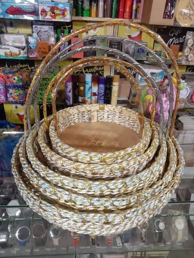 Empty gift basket round shape 5 PCs complete set