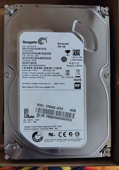 500GB Hard Drive for Desktop - Seagate Barracuda 7200rpm - 100%