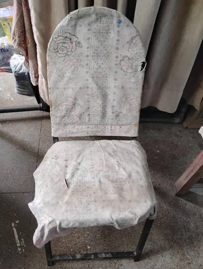 wood table and iron chair