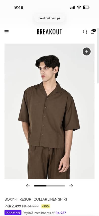 BOXY FIT RESORT COLLAR LINEN SHIRT