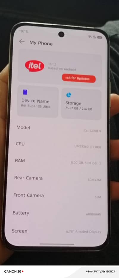 Itel s26 ultra office PTA 8+8/256 water pack