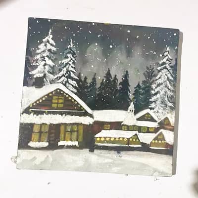 landscape snow fall houses