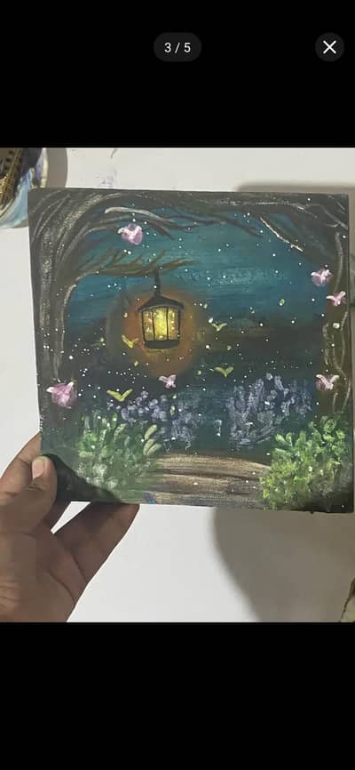 dreamy forest with lantern painting