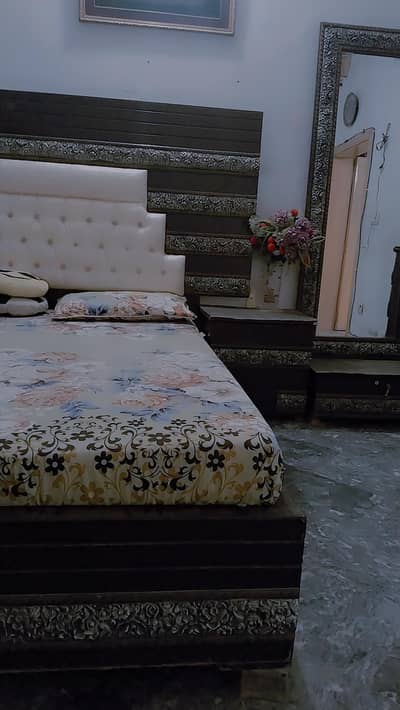 bed . side tables. showcase dressing table for sale.