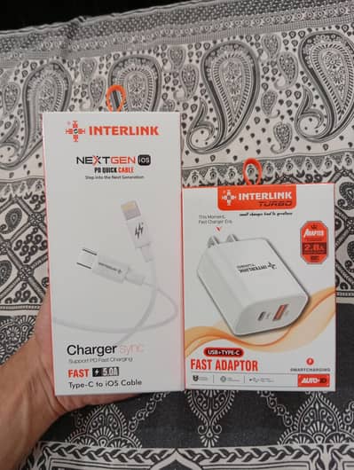 Interlink Fast Charger + Type-C to Lightning Cable (With Boxes)
