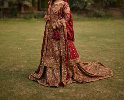 Bridal Farshi lehenga |Open  Frock | Waqar Haider | Bridal dress|Barat