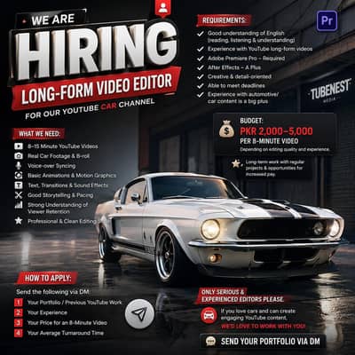 We are Hiring Video Editor For our English YouTube Channel 