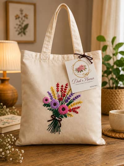 hand embroidered Tote bags
