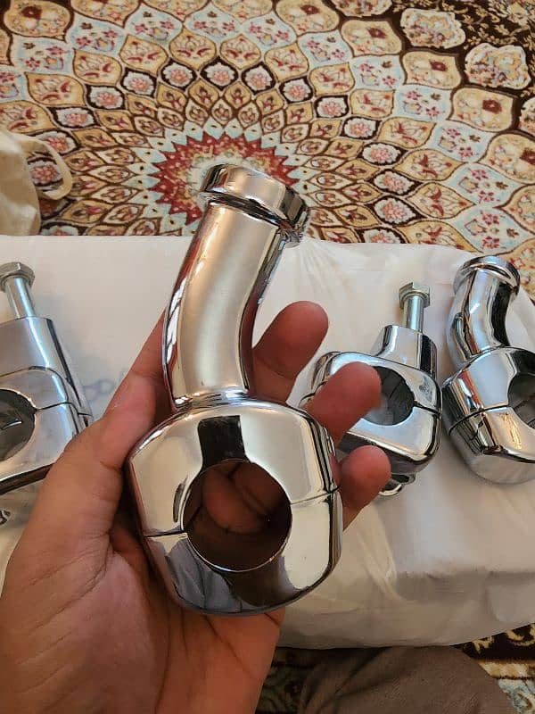 Harley-Davidson chrome curved pull-back handlebar risers 4