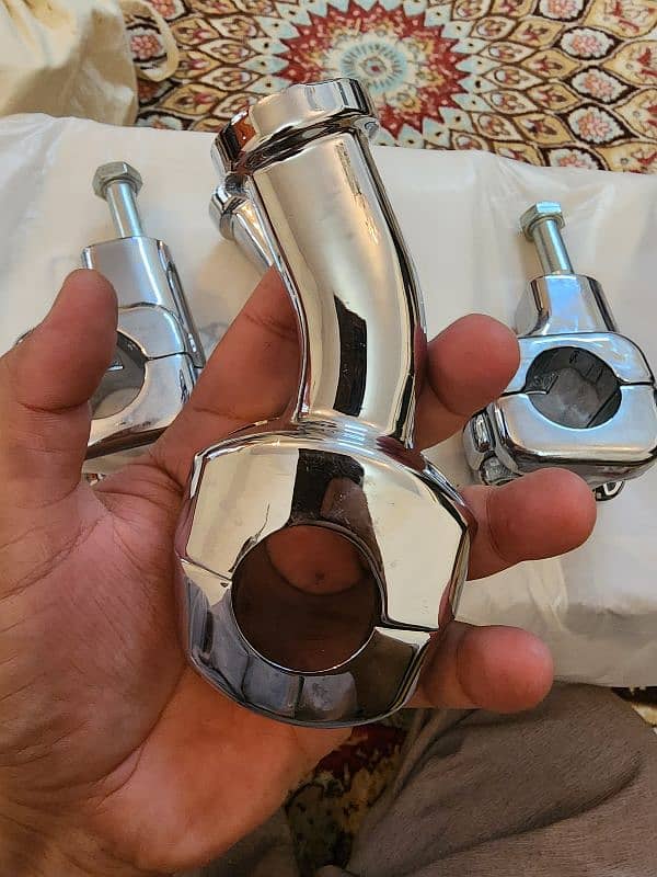 Harley-Davidson chrome curved pull-back handlebar risers 5
