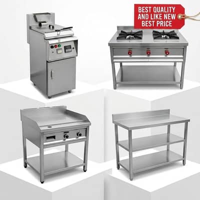 Restaurant Kitchen Appliances -Fryer, Hotplate, Burner & Working Table