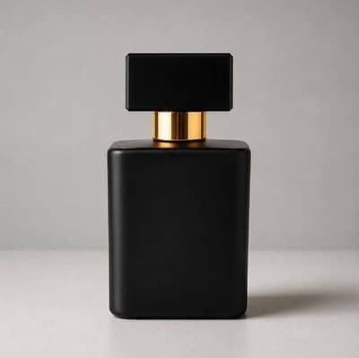 Matte black perfume bottle